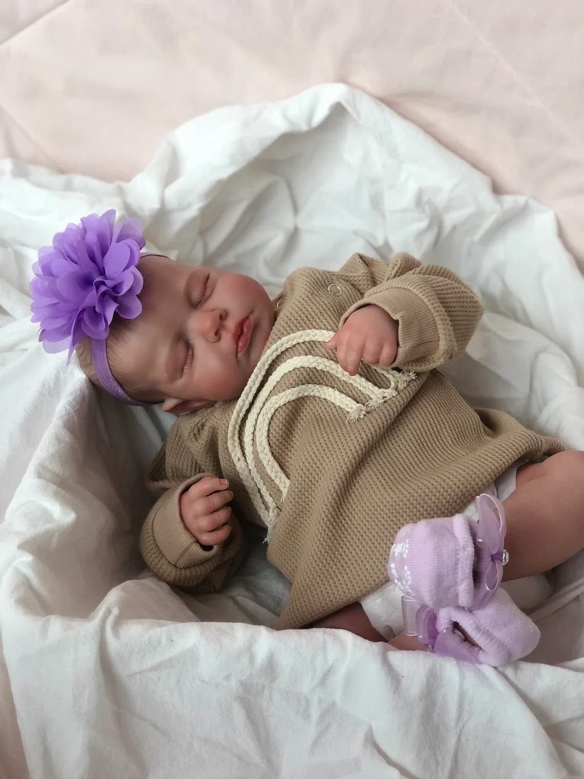Pinky Reborn Reborn Baby Dolls 20 Inch Realistic Sleeping Doll Silicone Reborn Toddler Doll Weighted Handmade Doll Set
