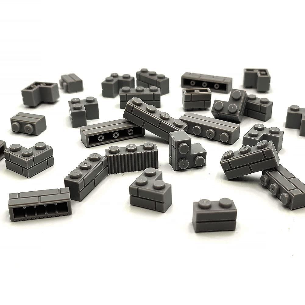 192Pcs Masonry Walls Dark Gray Building Bricks Loot Pieces Accessories Brick Bazaar Compatible Classic Creative Toy (Dark Gray)