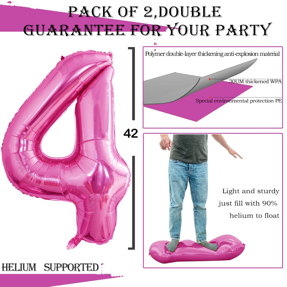 Goer Number 14 Balloons For 14Th Birthday Sweet 14 Party Decorations,42 Inch Jumbo Foil Helium 41 Balloons For 41St Birthday Party Decoration (Hot Pink)