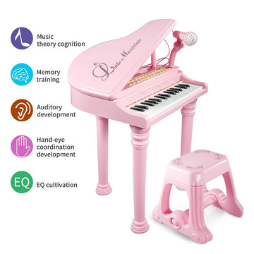 Love&Mini 31-Key Piano Toy Keyboard for Girls, Light Pink with Stool, Model 1505B&3232C, Perfect Birthday Gift for Ages 3+