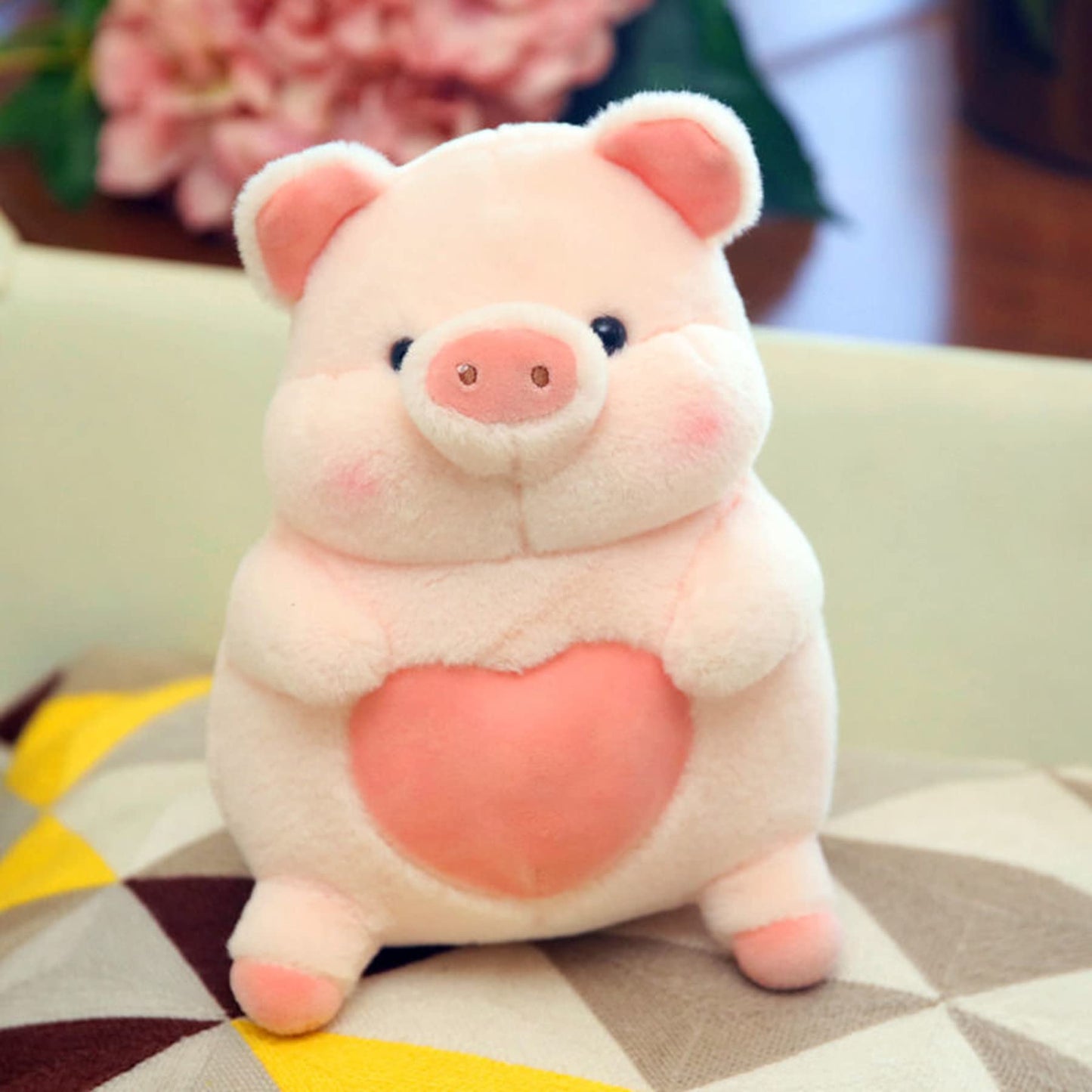 Ruzucoda Plush Pig Stuffed Animals Soft Toys Holding Love Heart Dolls Gifts For Girls Girlfriend Lover Pink 8 Inches
