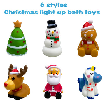 Jofan 6 Pack Christmas Light Up Bath Toys Christmas Toys For Kids Toddlers Boys Girls Christmas Stocking Stuffers Party Favors Gifts
