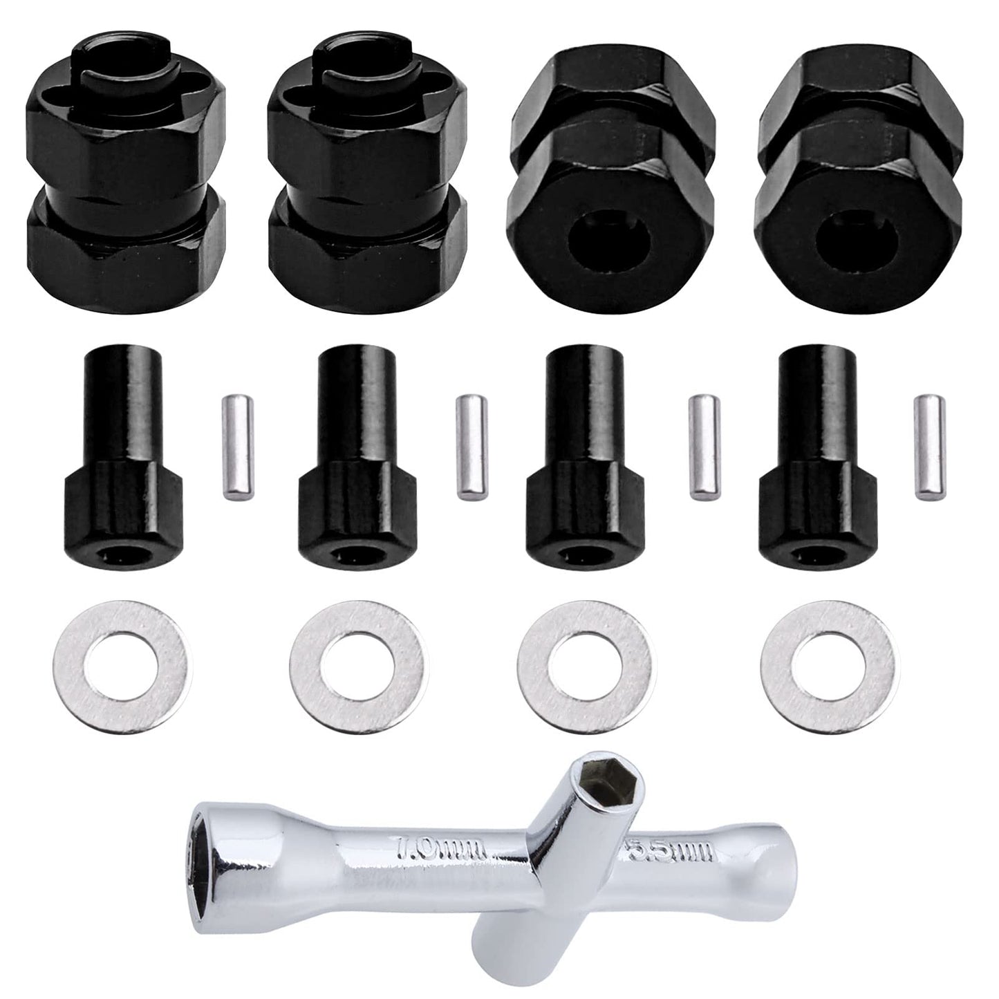 4 Pieces Aluminum Extended 7mm Hex Wheel Hubs 8mm Thick Wheel Spacers Offsets for Axial SCX24 AXI90081 Deadbolt AXI00002 Jeep Wr