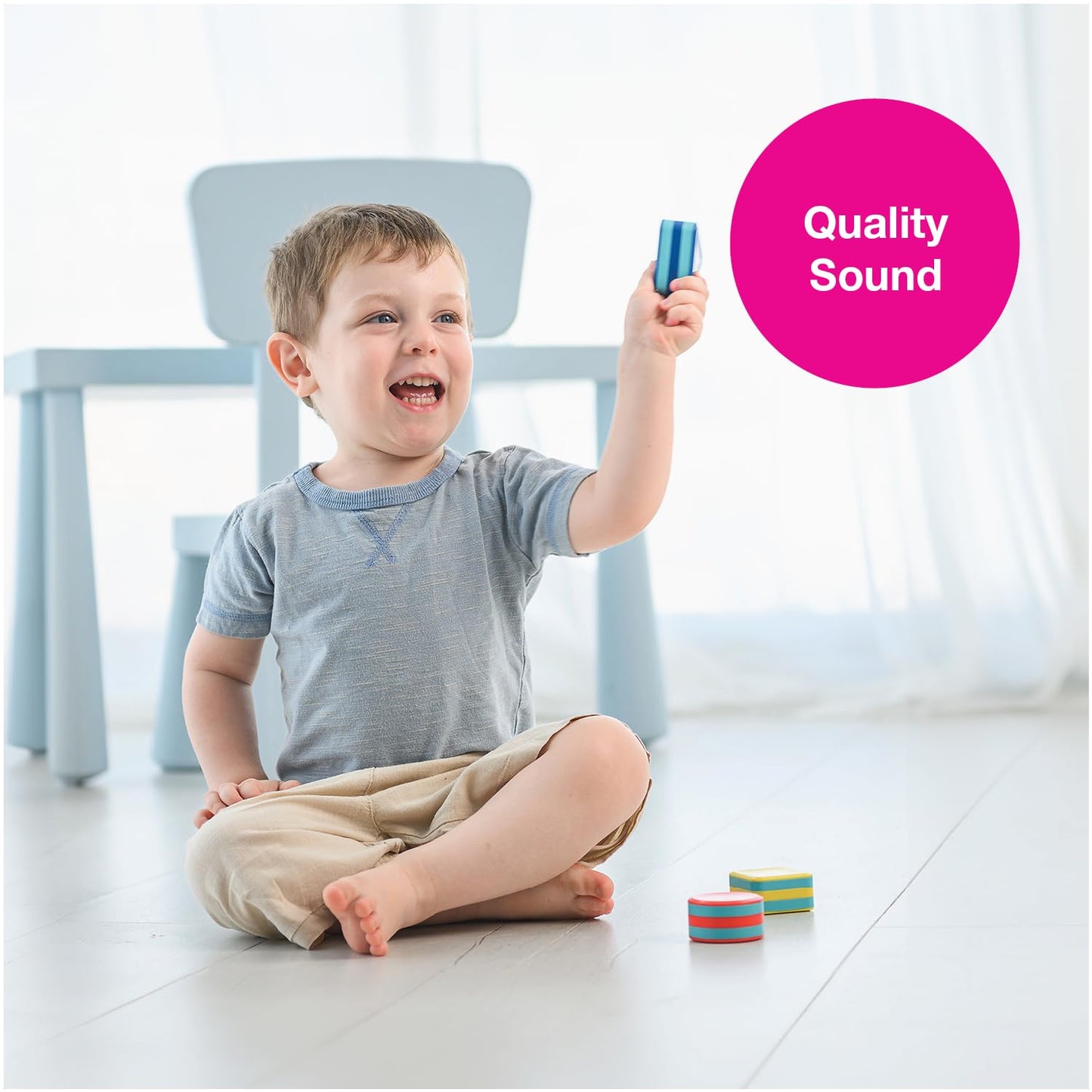 Edushape My First Shakers Basic Shapes - Vibrant Baby Maracas With Soothing Sound - Musical Egg Shakers For Babies - Grasping An
