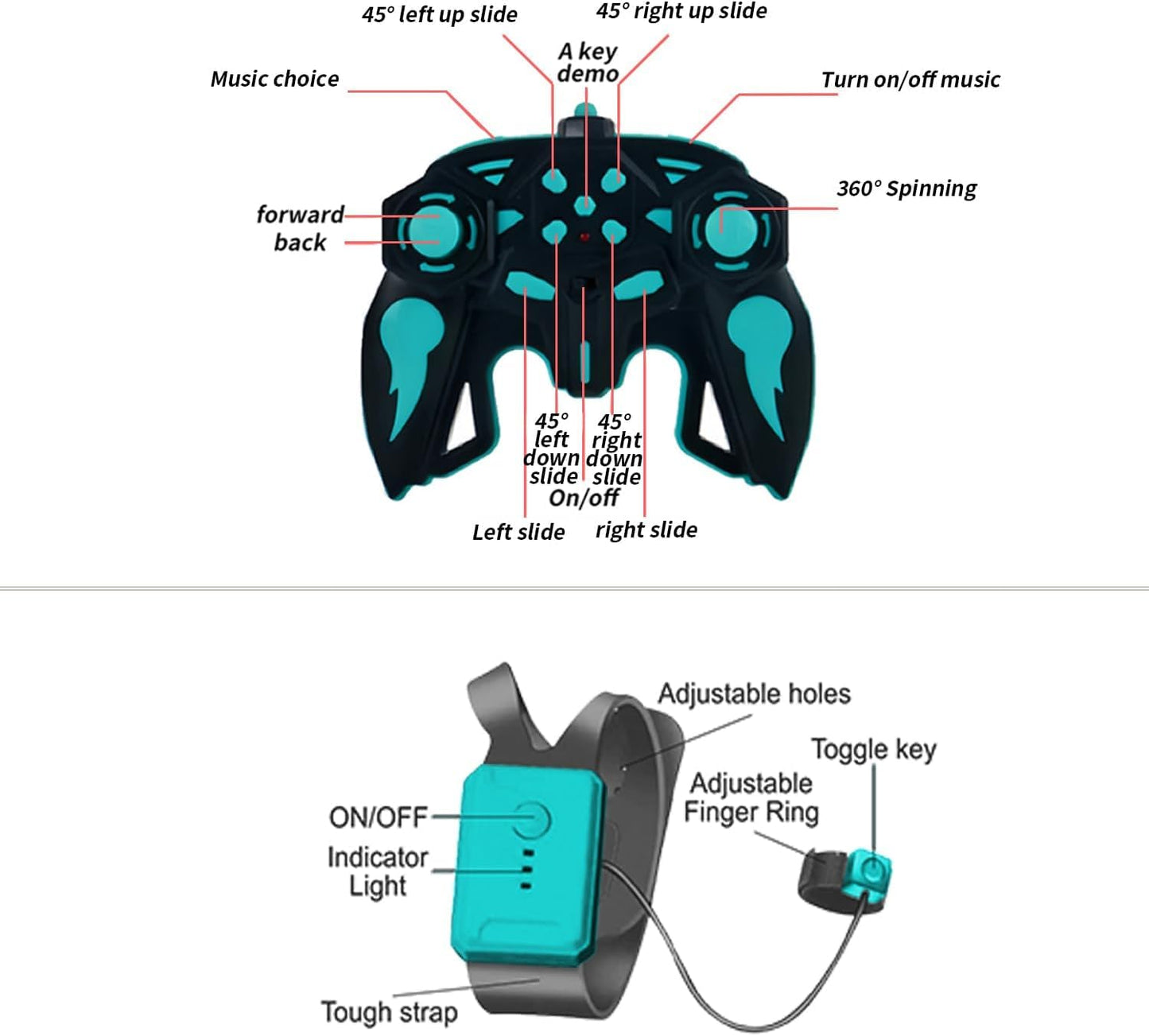 Zokugar Gesture Sensing RC Stunt Car,360Spins Double Sided Hand Controlled RC Car Glove Controlled Twist Remote Control Car with
