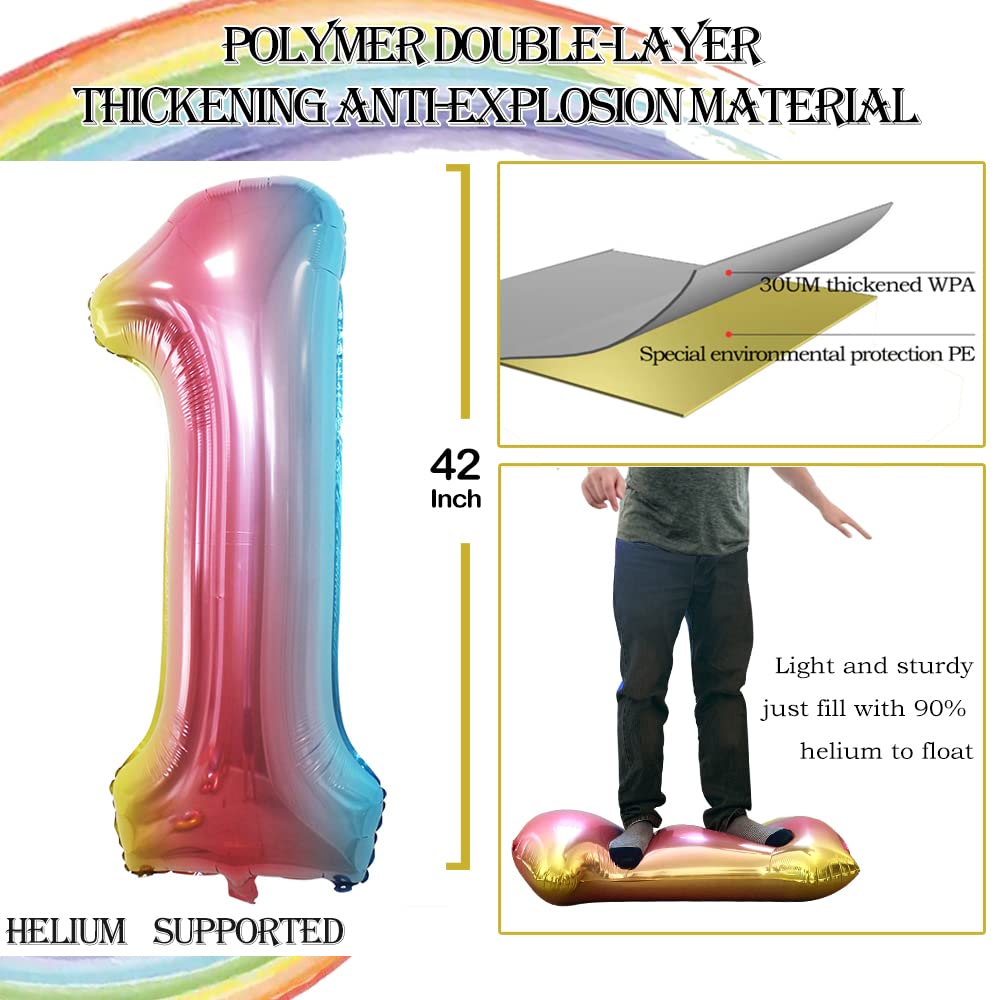 Goer Number 16 Balloons For 16Th Birthday Sweet 16 Party Decorations,42 Inch Jumbo Foil Helium 61 Balloons For 61St Birthday Party Decoration (Rainbow)