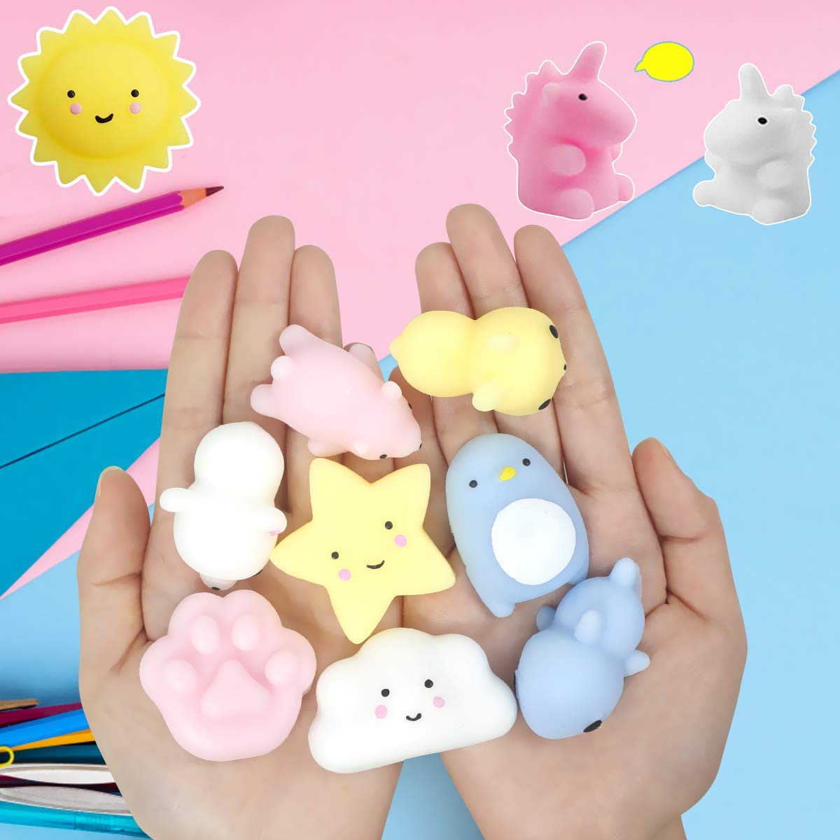 Pokonboy 42 Pcs Mochi Squishies Mini Squishy Toys, Kawaii Animal Squishies Stress Relief Toys For Boys & Girls Birthday Gifts Easter Event Classroom Prize Goodie Bag