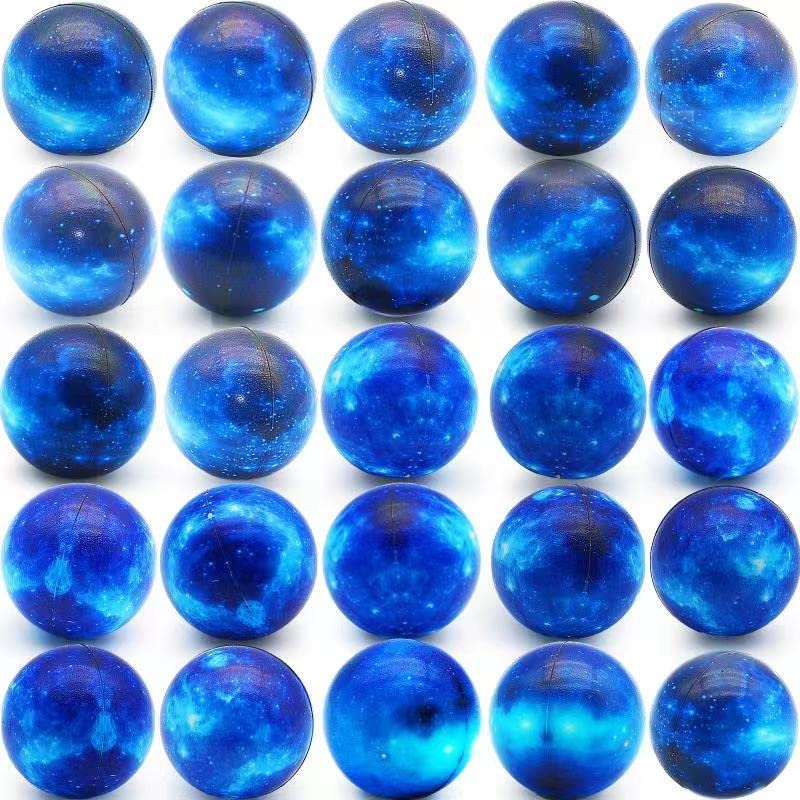 60 Pack Galaxy Stress Balls Bulk for Kids Adults 2.5 Inch Space Squeeze Anxiety Fidget Sensory Balls Children Outer Space Relief