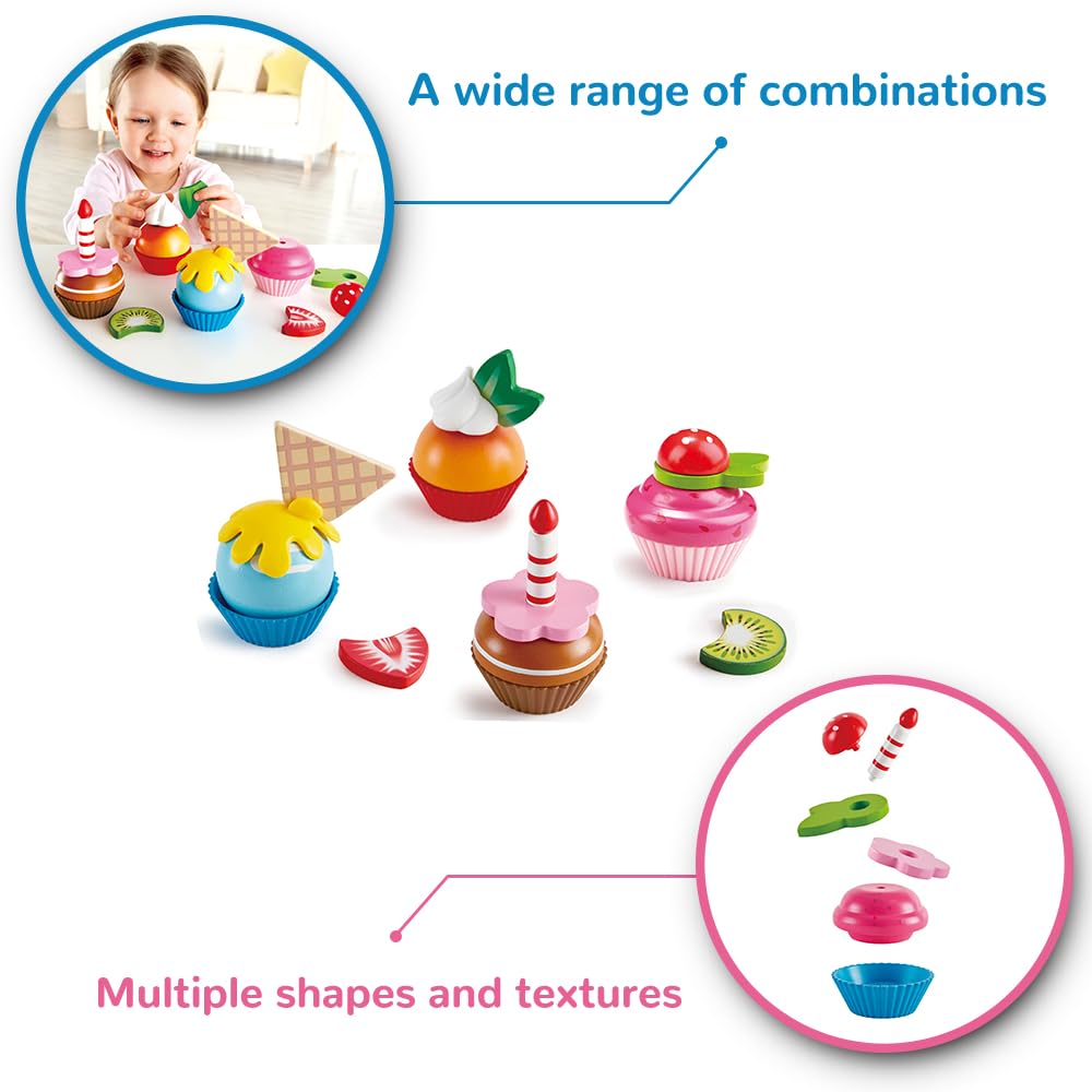 Hape Cupcakes | Colorful Wooden Cupcakes, ChildrenS Pretend Play Food Kitchen Toy