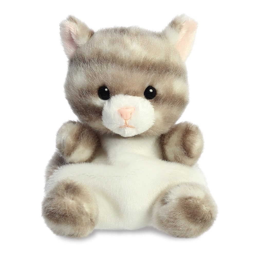 Aurora, 33614, Palm Pals Silver Kitty Cat, 5In, Soft Toy, Grey & White