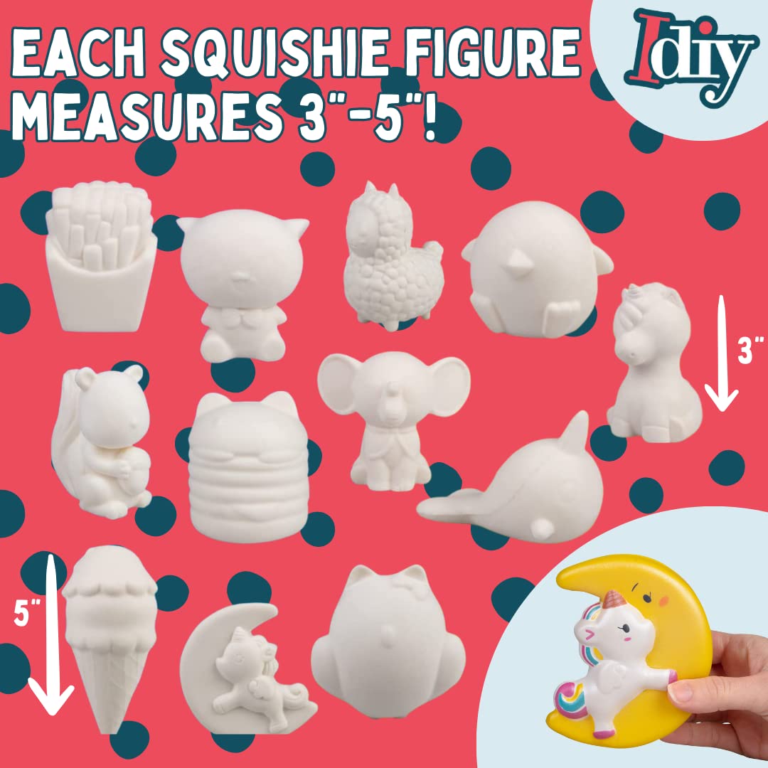 Diy Party Craft Kit Jumbo 4-6'' Blank Squishies (12Pc) W Fabric Paint (12Pk) Combo-White Kawaii Slow Rising Squishy Toys For Pai