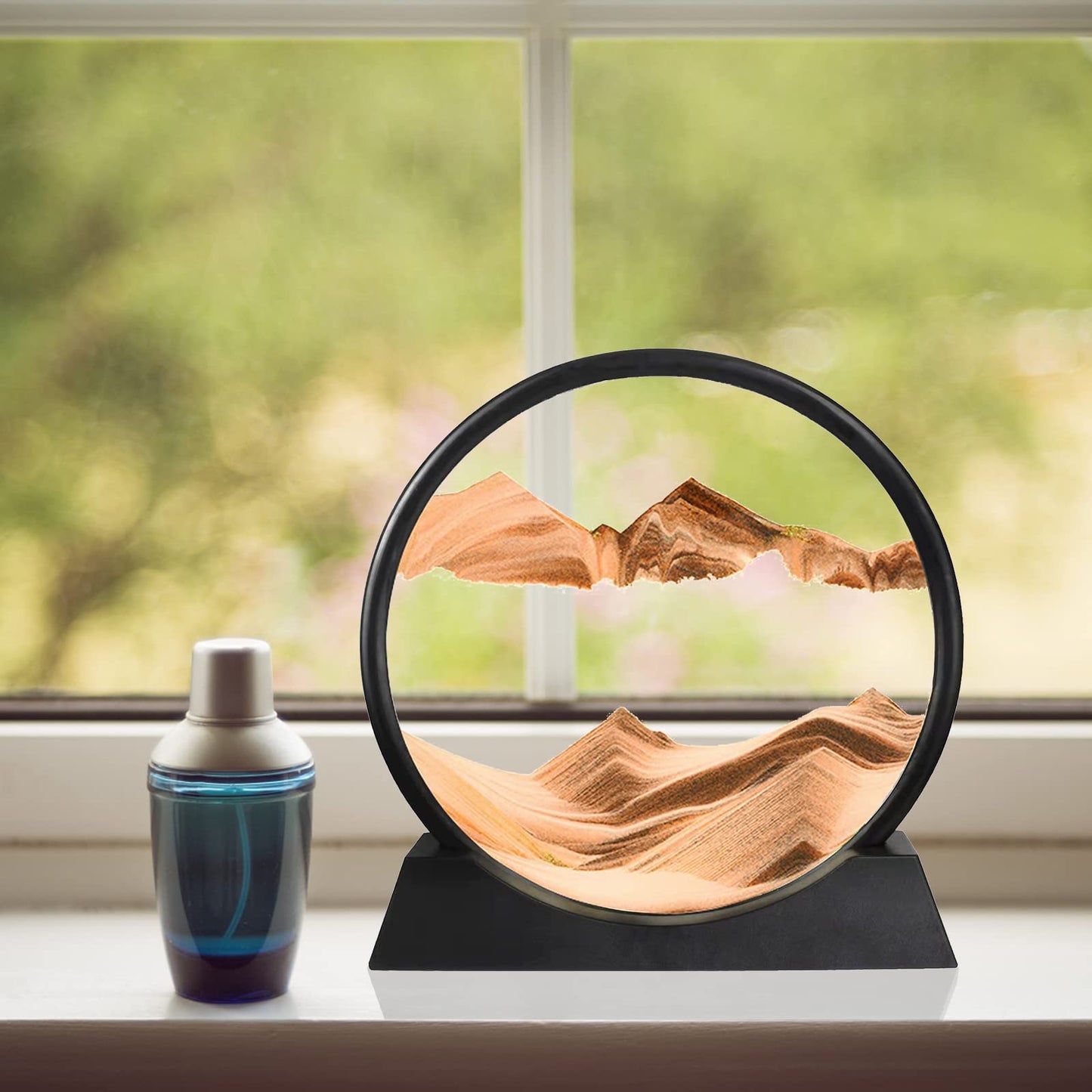 Winthfure Moving Sand Art Picture-3D Deep Sea Sandscape In Round Glass Flowing Sand Frame, Kid'S Large Desktop Dynamic Art Toys,