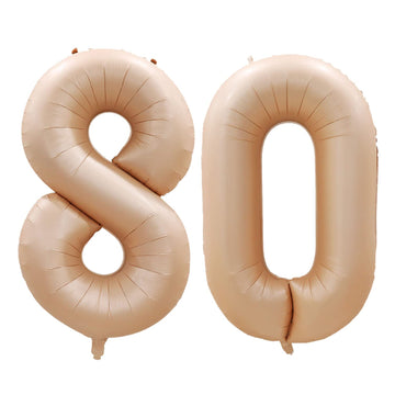 Goer Number 80 Balloons For 80Th Birthday Party Decorations,42 Inch Jumbo Foil Helium Balloons For 80Th Anniversary (Caramel)