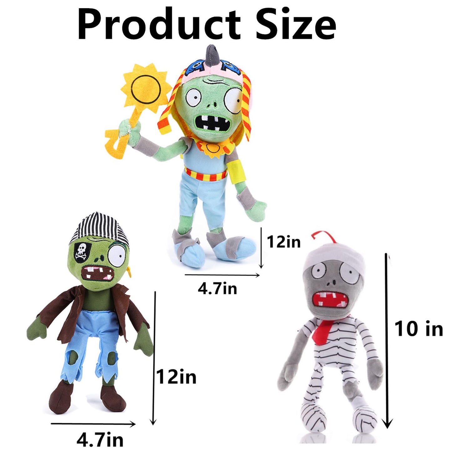 Jhesao 3Pcs Pvz Plushies Plants And Zombies Plush Pirate Zombie Toys Normal Zombies Ra Zombie Pvz 1 2 Stuffed Soft Doll Mummy Zombies New