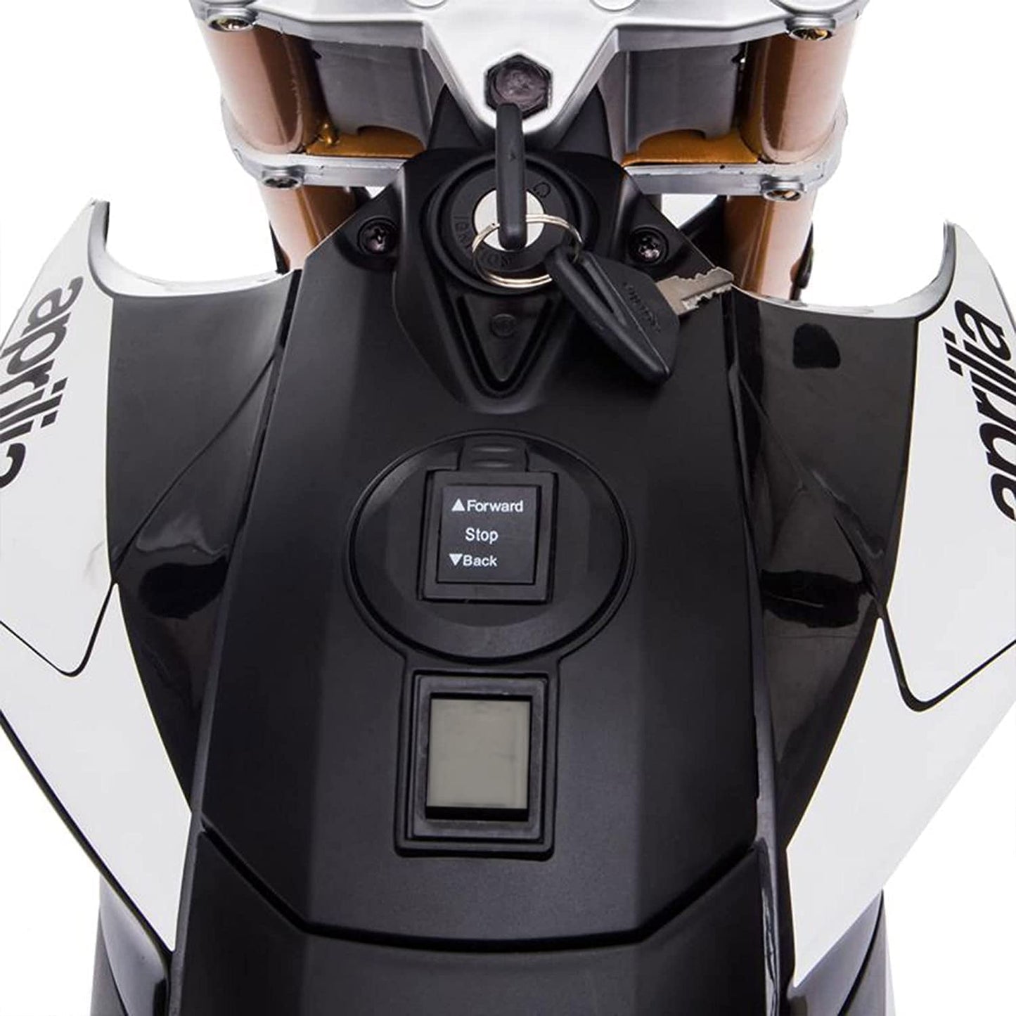 TOBBI 12V Aprilia Licensed Kids Ride-On Motorcycle Dirt Bikes for Kids with Training Wheels, Spring Suspension, Lights, Music St