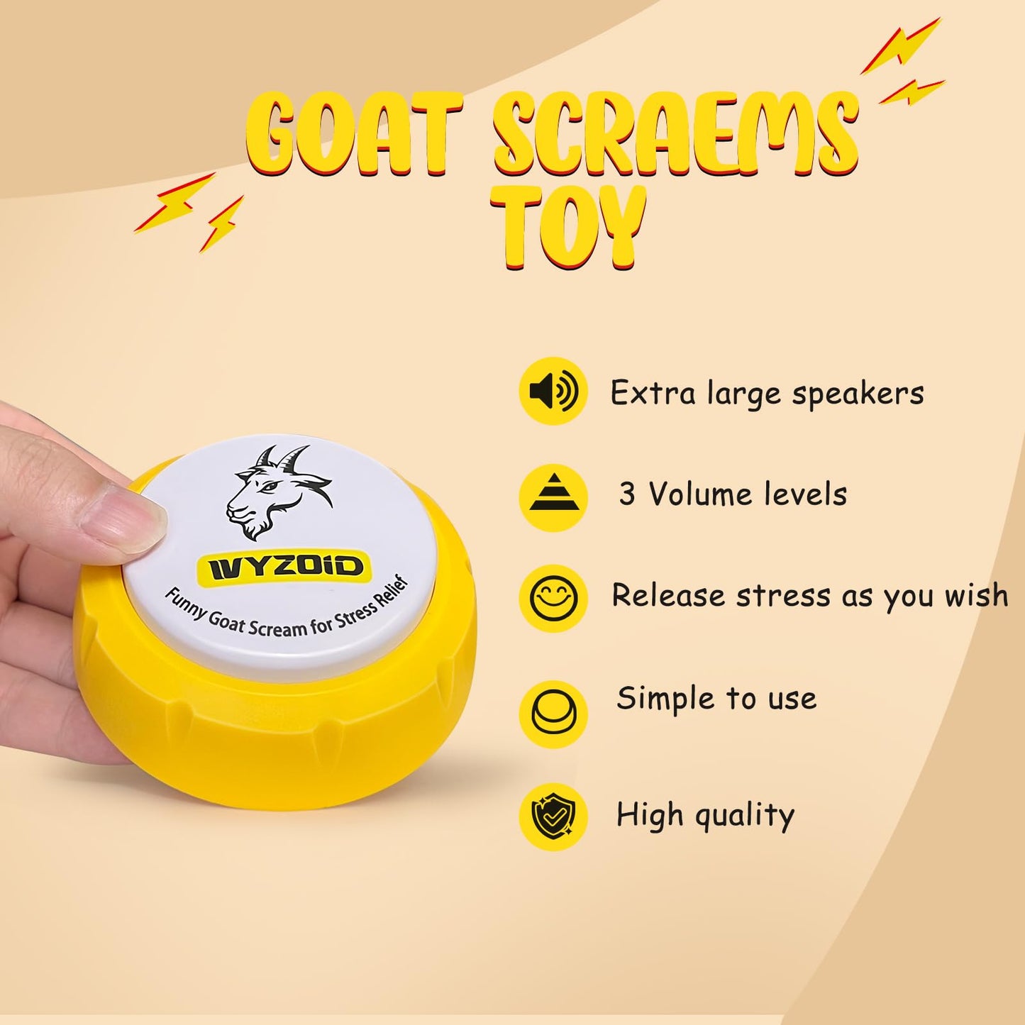 Wyzoid Screaming Goat, Screaming Desk Toy Talking Button,Make Funny Screaming Goat - Provide Interesting Gifts For Friends And C