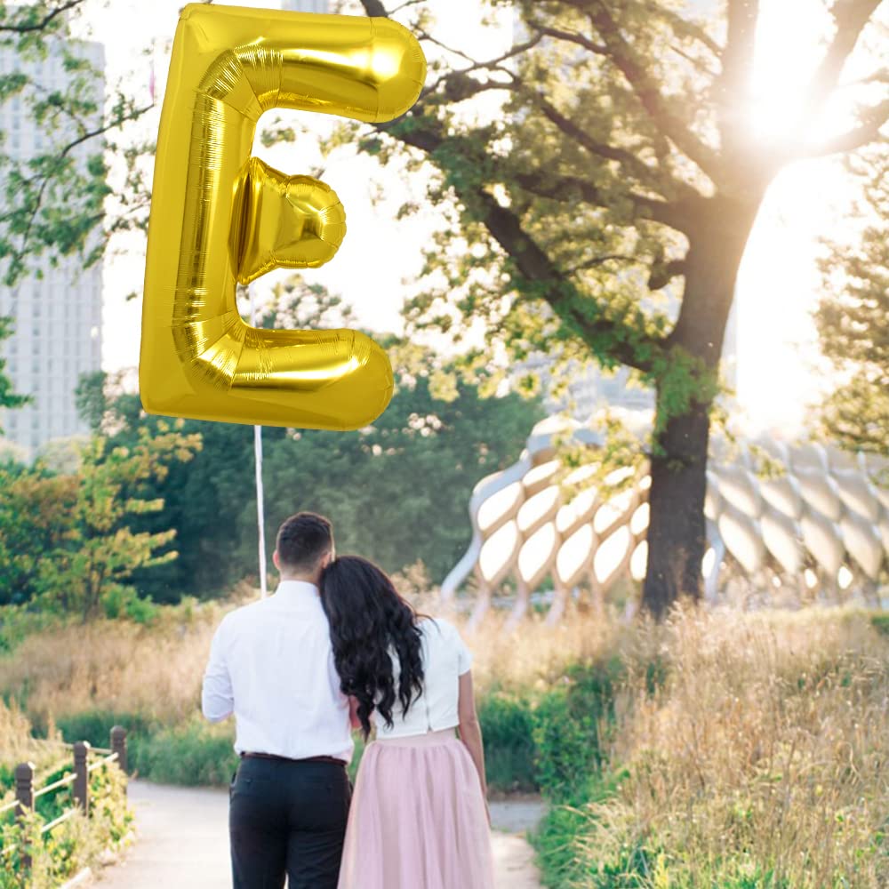 Toniful 40 Inch Large Gold Letter E Balloons Helium Balloons,Foil Mylar Big Balloons For Birthday Party Anniversary Supplies Dec