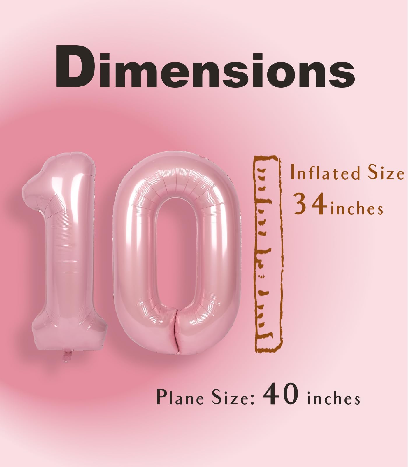 SUWEN 40 Inch Pink Foil Number Balloons 0-9 Jumbo Mylar Birthday Party Decorations for Girls