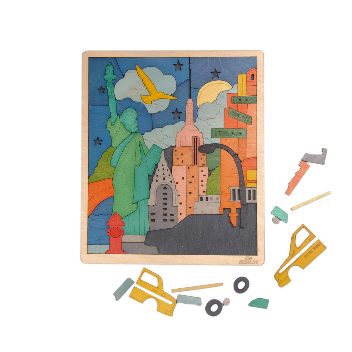 New York City Puzzle for Kids | 75 Piece Wooden Jigsaw Puzzle | Learning Educational Toys Gifts for Boys Girls 3+ Years | Discov