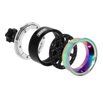 INJORA ModuWheel 1.3 beadlock Negative Offset Wheels with 8-Spoke, Replaceable Carbon Fiber Modular, for 1/18 1/24 RC Crawler (R