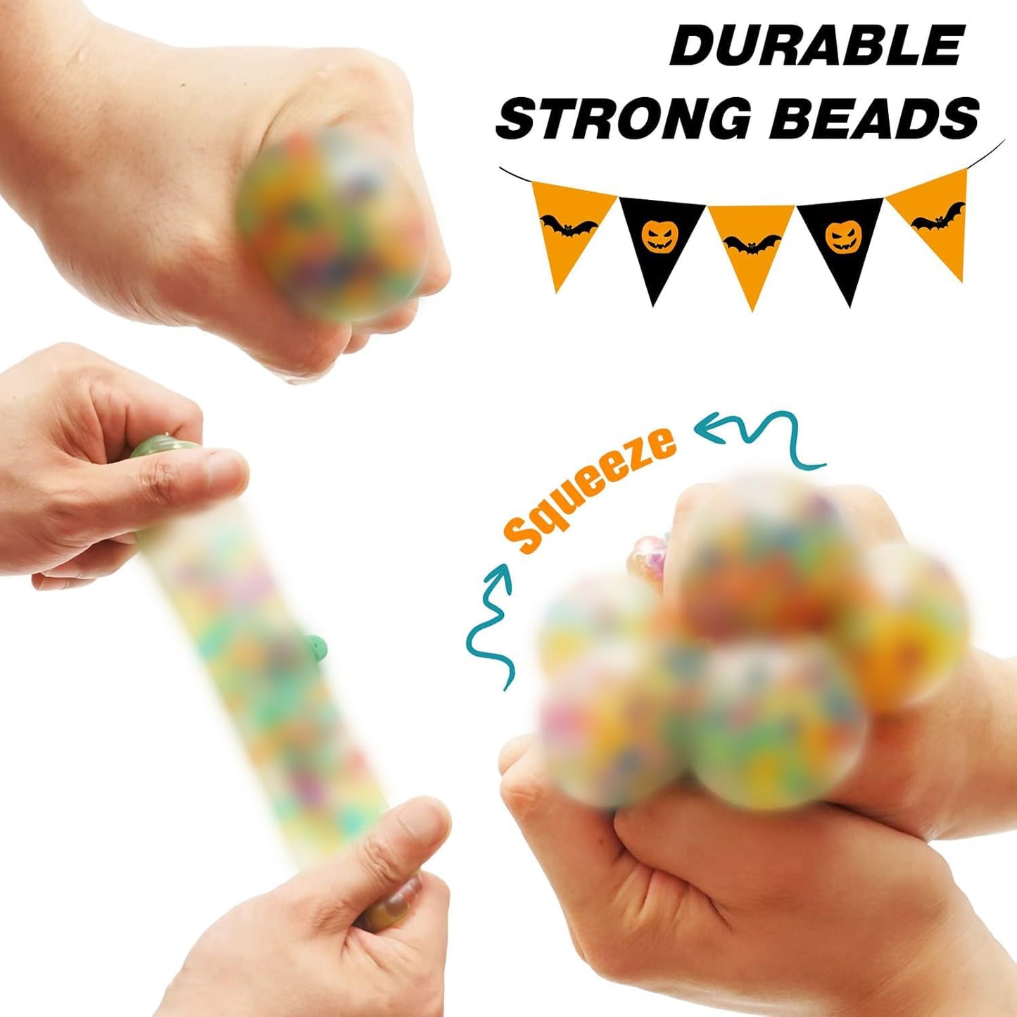 6 Pcs Pumpkin Stress Balls Halloween Squishy Squeeze Balls Fidget Toys Stress Relief Toys for mature-themed Halloween Trick or Treat Goodie Bag Fillers Party Favors Gifts