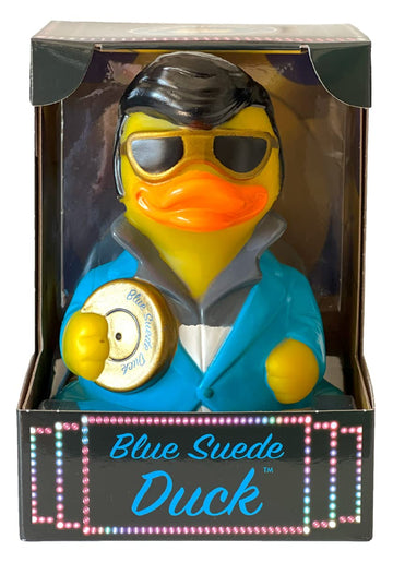 Celebriducks - Blue Suede Duck - Floating Rubber Ducks - Collectible Bath Toy Gift For Kids & Adults Of All Ages