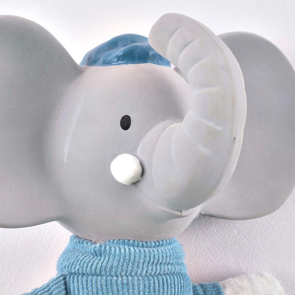 Tikiri Alvin The Elephant Soft Rattle With Rubber Head (Blue)