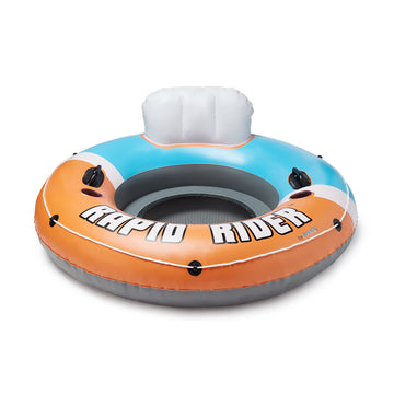 Bestway Hydro-Force Rapid Rider Inflatable River Tube Water Float For 1 Person With Built-In Backrest, Handles, And Cupholders, Orange