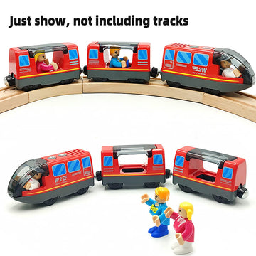 DSHMIXIA Battery Operated Train for Wooden Train Track Set Toys for 3 4 5 Year Old Boys Kids Action Locomotive Train Magnetic Co