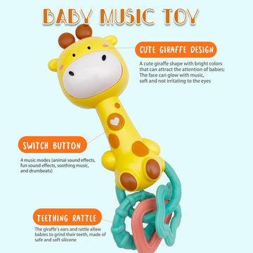 Whnkfb Baby Rattle Musical Toy, Light-Up Teething & Chew Sensory, Easter Basket Stuffer For Babies 6-12-18 Months, Bpa-Free Soft
