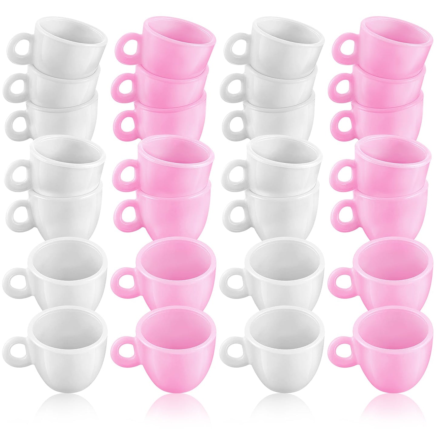 Patelai 30 Pieces Mini Coffee Cups Tea Cup White Plastic Coffee Cups Miniature Food Kitchen Room Decoration Accessories Gifts Fo