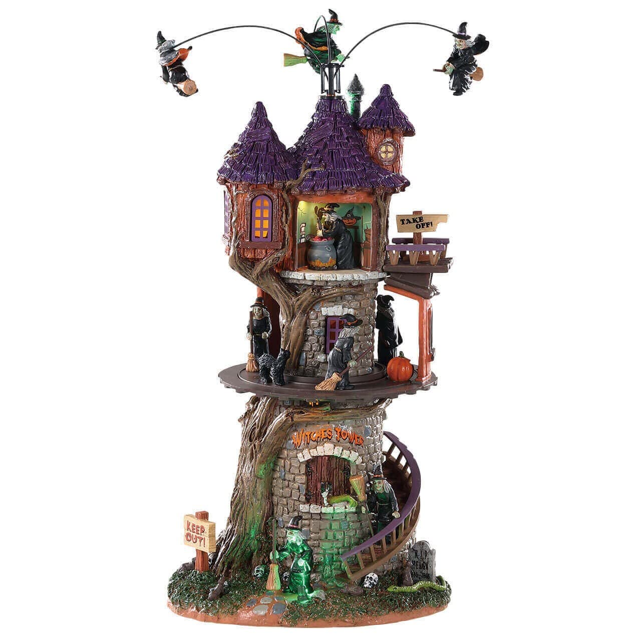 2018 Lemax Animated Halloween Figurine 6.10 x 5.12 x 11.69 Inches Polyresin Plastic Blend Multi-Color Witches Tower With Motion