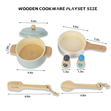 WoodenEdu Premium Toddler Play Kitchen Toys, Wooden Kitchen Utensils, Accessories for Pretend Play Kitchen Set, Montessori Learn