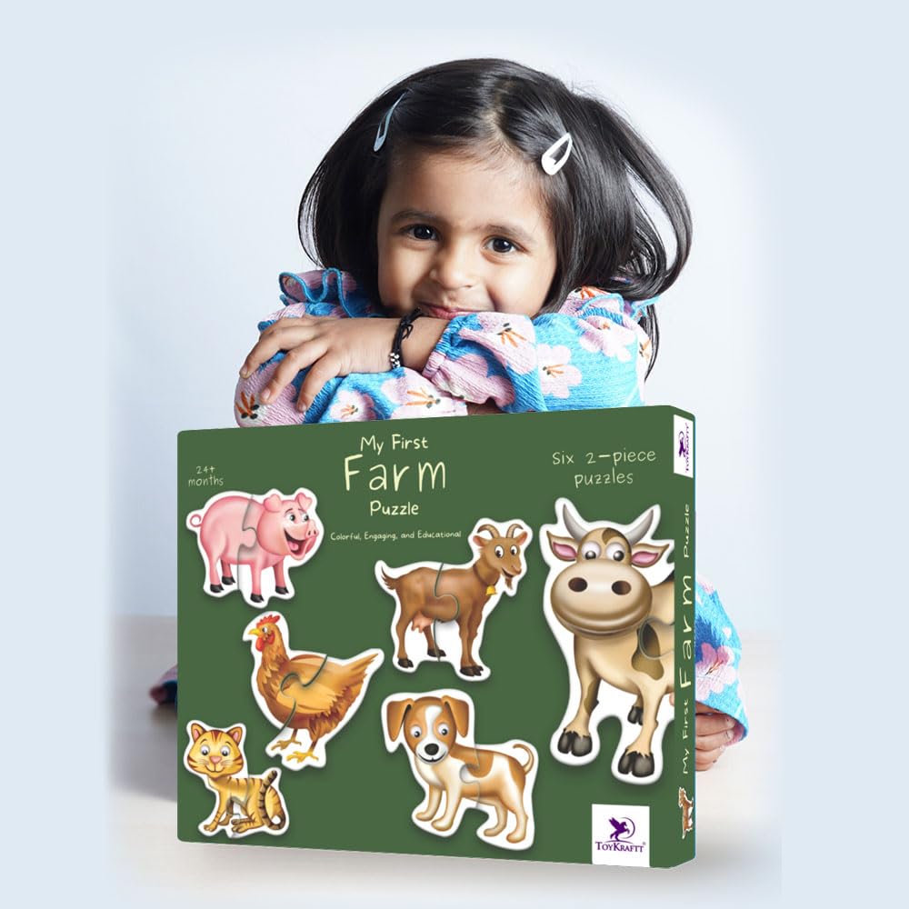 TOYKRAFTT Chunky Infant Floor Puzzle Toy, 2 Piece Animal Puzzles for Kids Age of 2 Years Above, Educational Toys Toddler Puzzles