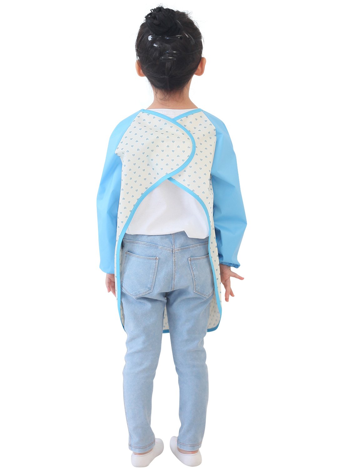 Plie Waterproof Kids Art Smocks 37 Colors (Age 1-10, S-Xxl Size), Blue Heart Dot (28-Xl)