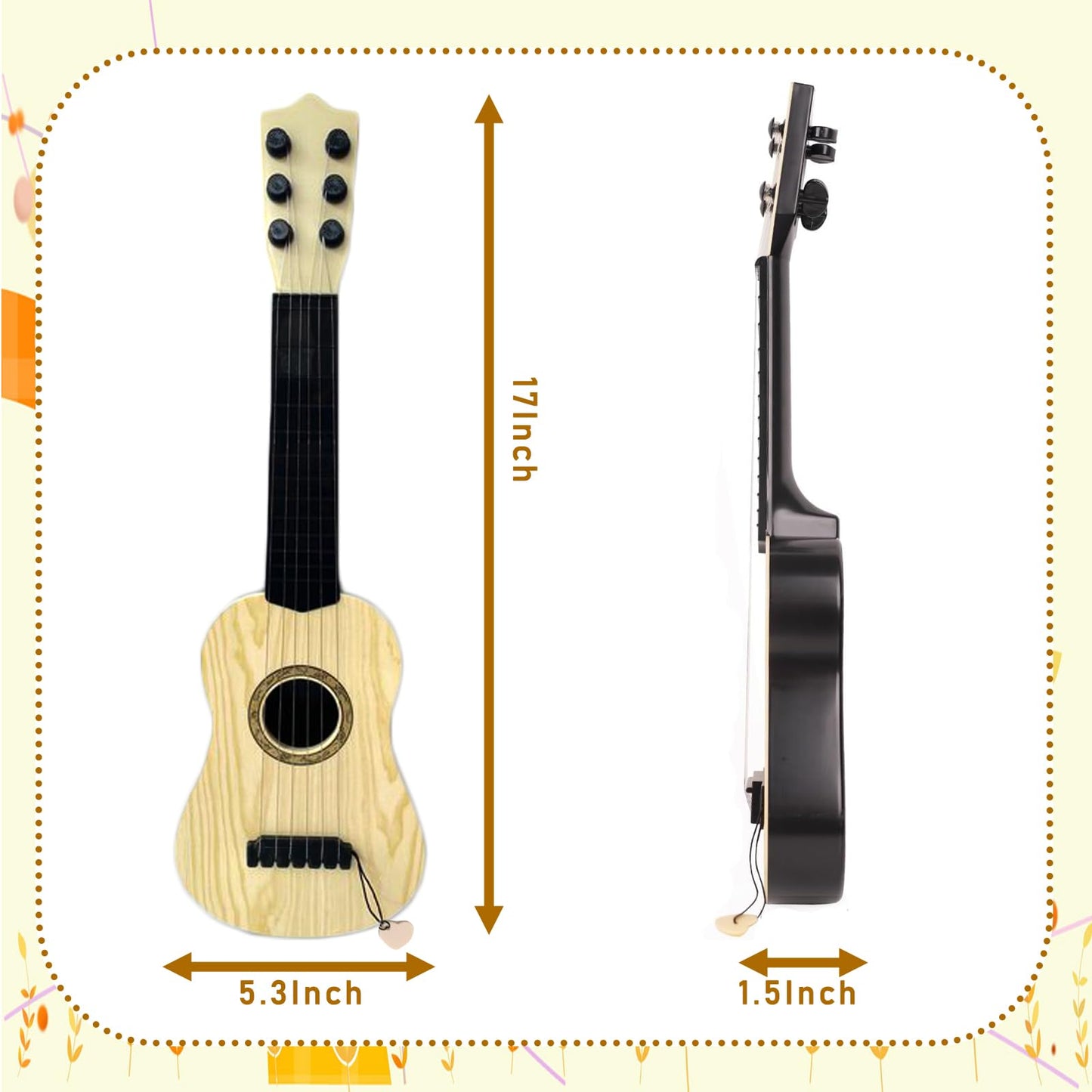 Kids Toy Guitar 6 String,17 Inch Mini Baby Guitar With Pick,Musical Instrument Educational Toy For Toddlers Beginner,Preschooler
