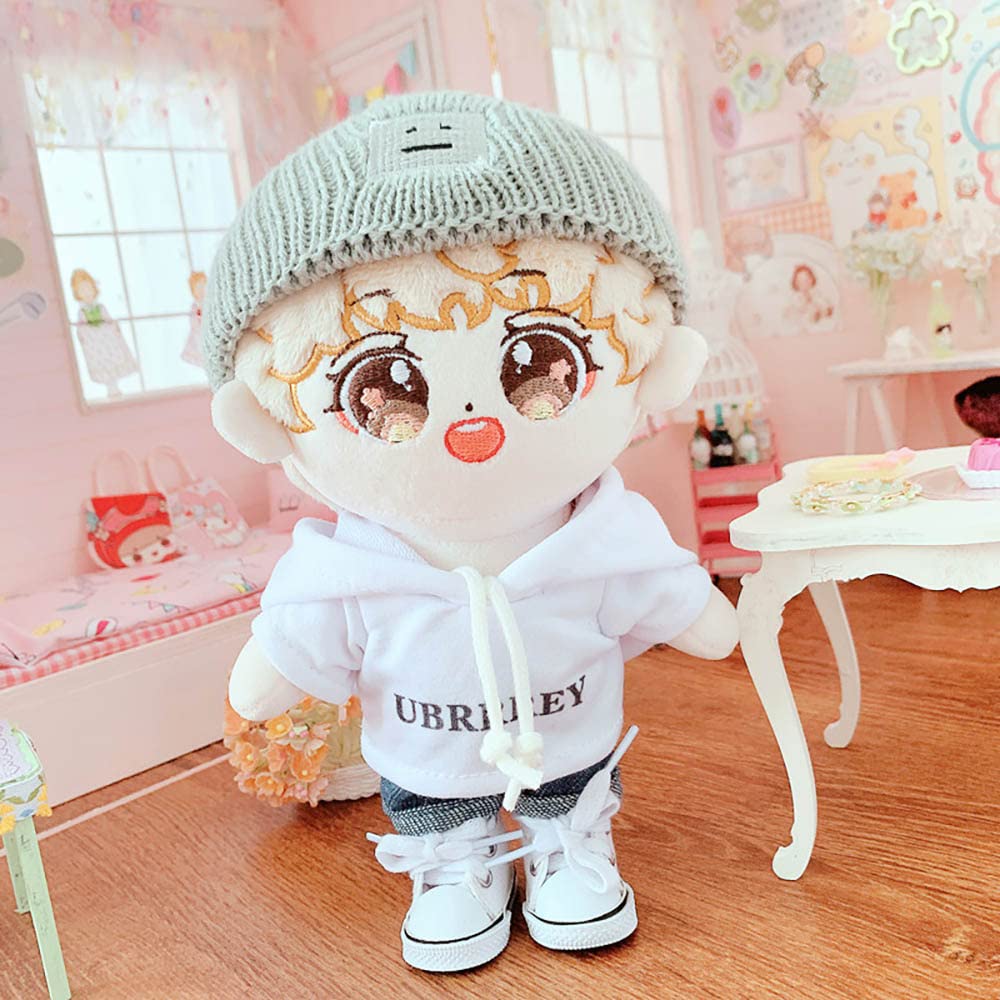 Niannyyhouse Sweater Suit 4-Piece Set Dress Up Hat Jeans Hoodie 7.8In(20Cm) Plush Doll Clothes Accessories