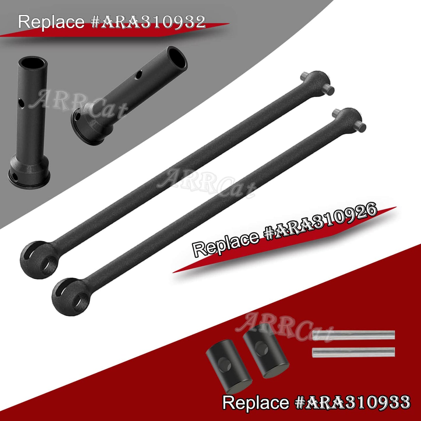 RC Upgrades Parts Drive Shaft CVD for 1/5 Arrma Outcast 8S BLX/Arrma KRATON 8S BLX,ARRCat 2PCS Front/Rear Full Metal Steel for A
