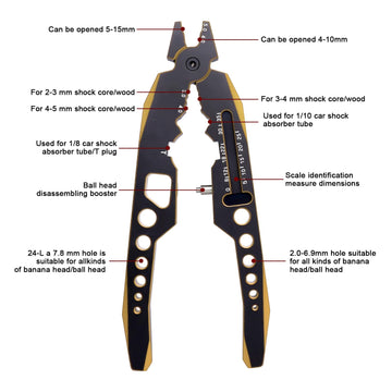 Aluminum Alloy RC Shock Absorber Pliers RC Crawler Shocks Multifunction Pliers RC Rod Ends Disassemble Tools for Traxxas Arrma A