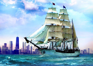 Trefl 500 Piece Jigsaw Puzzles Sailing Towards Chicago Multicolor