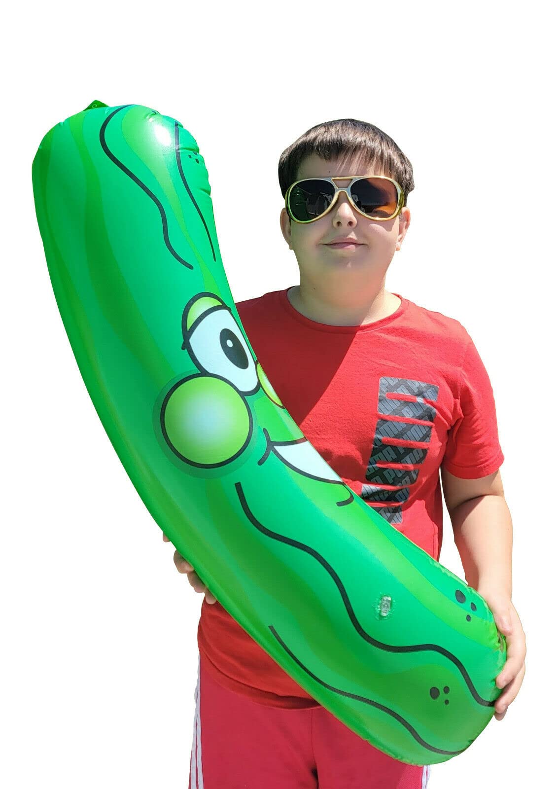 Zugar Land Giant Jumbo 36" Green Inflatable Smiling Pickle Head Vinyl Beach Pool Float, Large Prank Decoration, Model PIKL