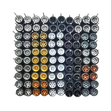 4DOBBY 1/64 Scale Mixed/Random Real Riders Wheels Rims Tires Set for 10 Cars - Black Small Size