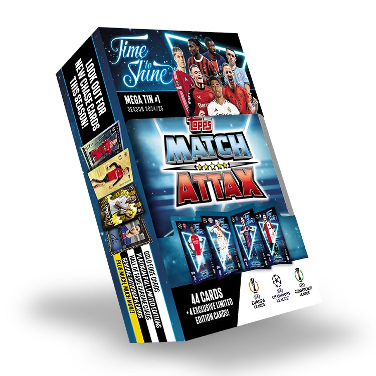 Topps Match Attax 24/25 - Random Mega Tin - Contains 44 Match Attax Cards Plus 4 Exclusive Les