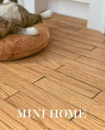 40PCS Miniature Dollhouse Wooden Flooring Mini Floor Boards Dollhouse Floor Tiles Fit 1:12 1:6 Scale Dollhouse Furniture Wall and Floor Decoration (White Oak Color)