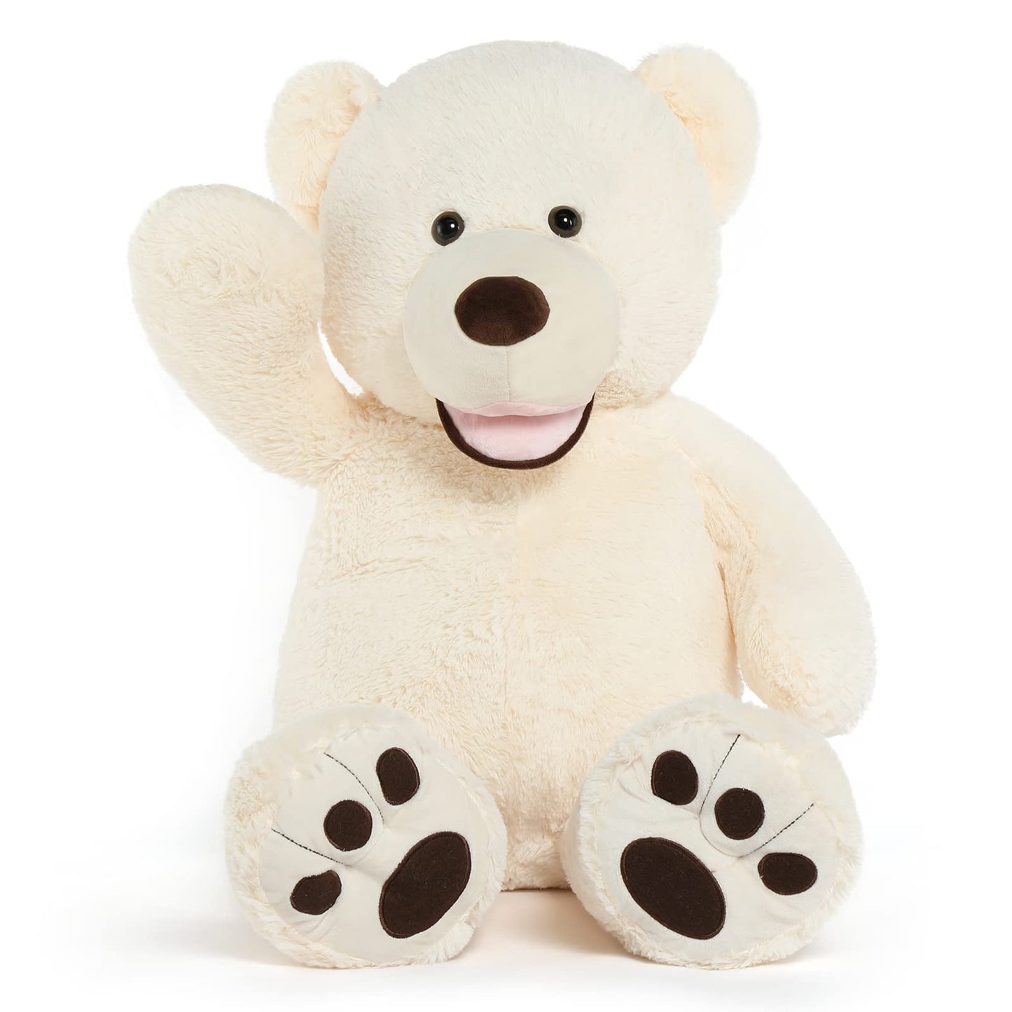 Morismos Giant Teddy Bear, 39Inch Large Stuffed Bears With Big Footprints Plush Stuffed Animals Gifts For Kids, Beige