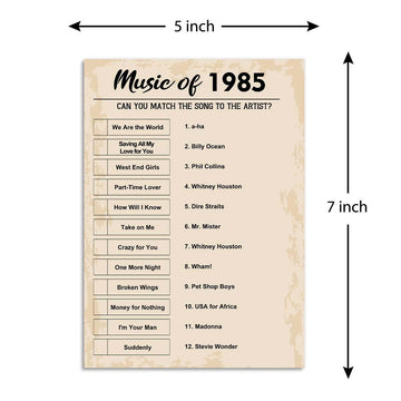 Qupt 40Th Birthday Party Games, Music Of 1985 Games, Birthday Party Supplies For Adults, Fun 1985S Party Game,Pack Of 30 Cards
