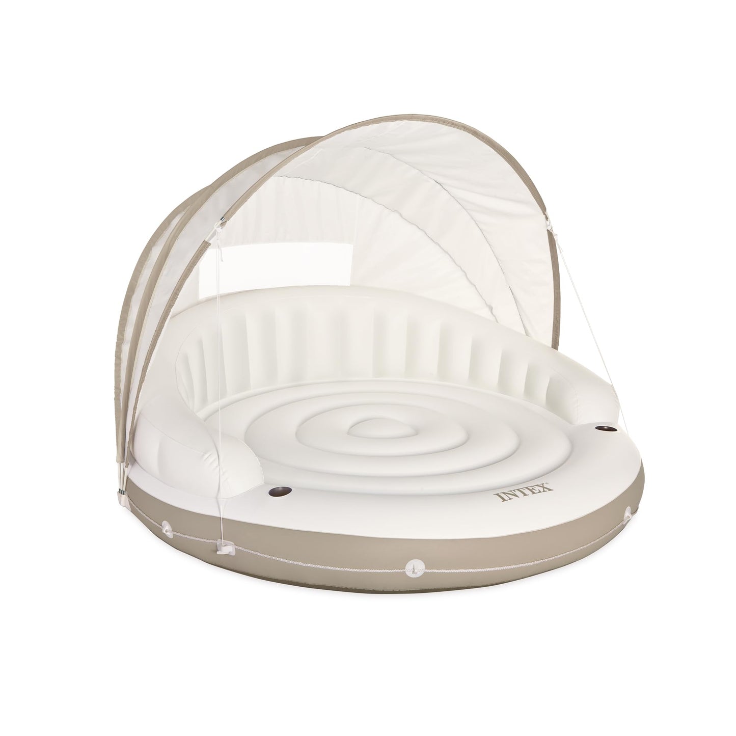 Intex 58292Ep Canopy Island Inflatable Pool Float: Comfortable Lounge Surface - Built-In Cup Holders - Detachable Sunshade - 440