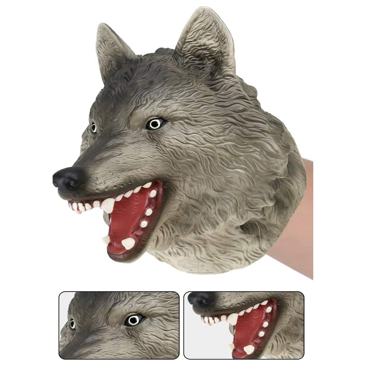 Gemini&Genius Animal Hand Puppet For Kids Soft Rubber Realistic Action Figure Role Play Toys(Wolf)