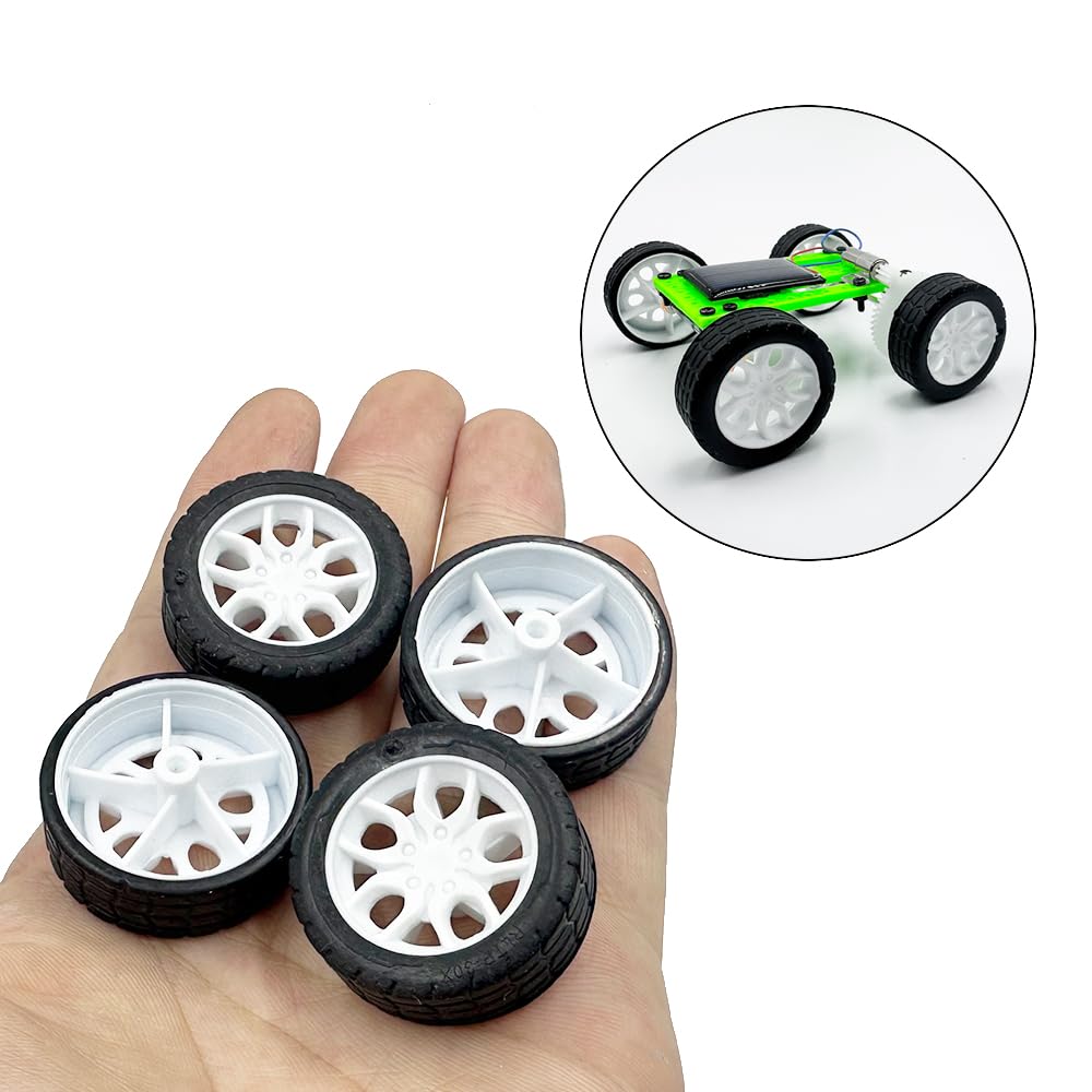 10Pcs Toy Car Wheels 30Mm Rubber Tire With 5Pcs Shaft Round Axles For For Diy Model Toy Rc Car Accessories (2X30Mm)
