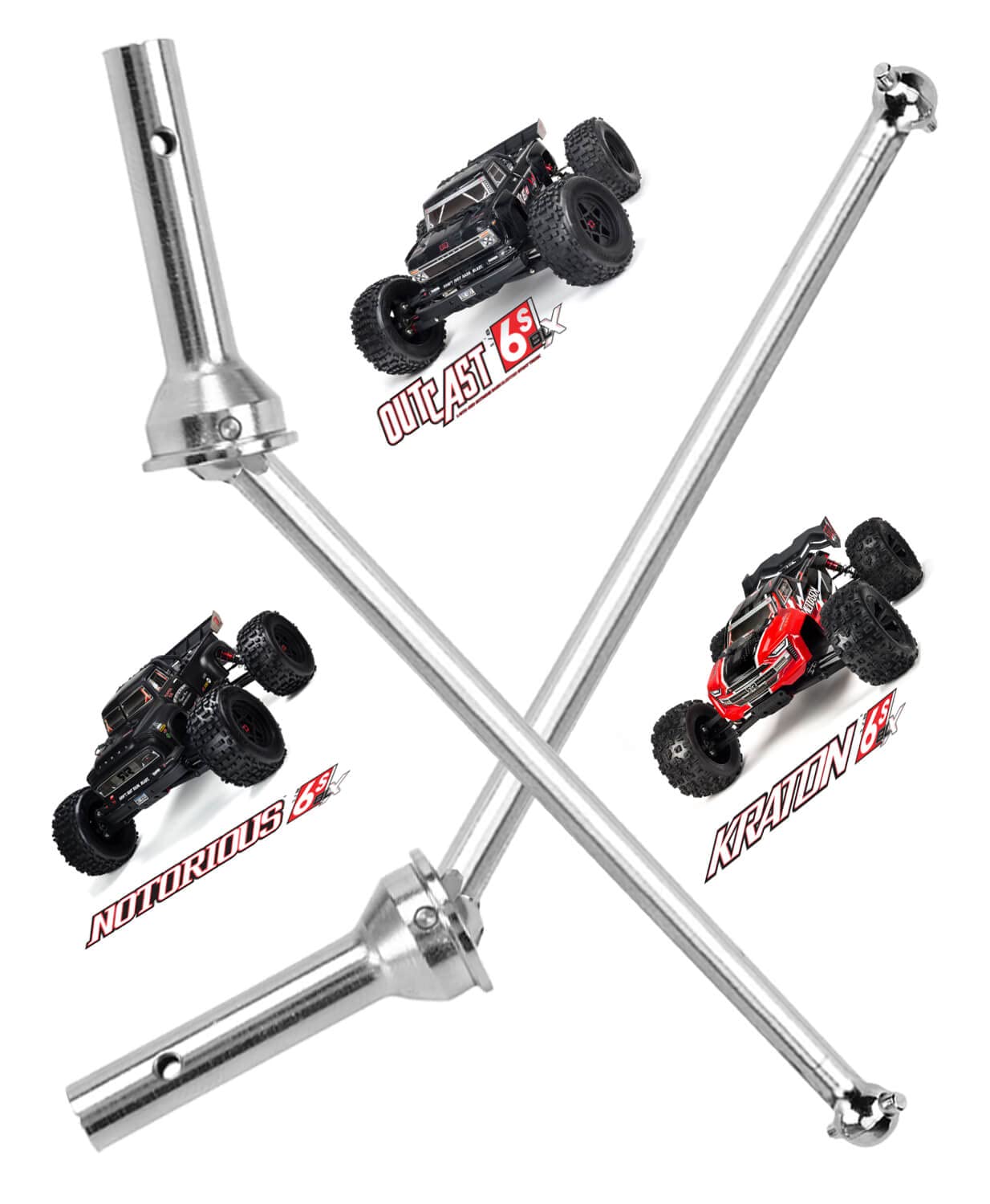 Rear Drive Shaft Upgrades Part for Arrma 1/8 Kraton 6S BLX Outcast 6S BLX Notorious 6S BLX,ARRCat 2pcs Drive Shaft Upgrades Part